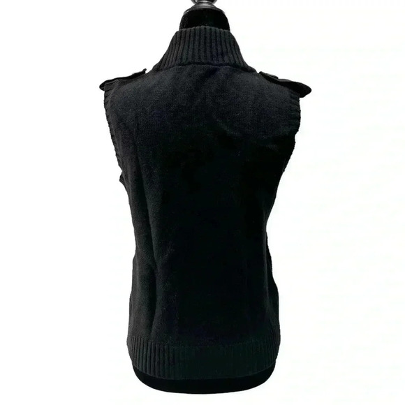 Pulse Sweater Vest Wool Cashmere Black Button Front Sleeveless Knit Size  Small - Picture 2 of 16